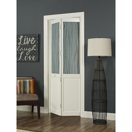 American Wood 32 x 80 in. Half Glass Reeds Bifold Door, Unfinished Pine 845728